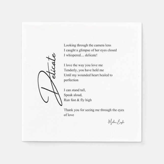Delikat Kärlek Dikt Poetry Pappersservett (Framsidan)