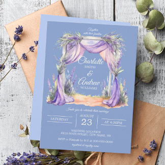 Delikat Lavender Blommigt Arch Bröllop Inbjudningar