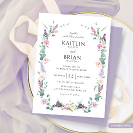 Delikat Lavender Lila Pastel Blommigt Bröllop Inbjudningar