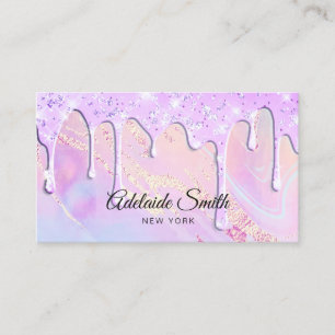 delikat lila glitter-droppdesign visitkort