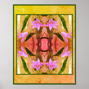 Delikat Lila Lily Flowers Distress Abstrakt Poster