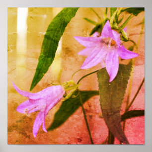 Delikat Lila Lily Flowers Distress Art Poster