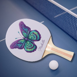 Delikat Lila och Grönt Butterfly Monogram Pingisracket