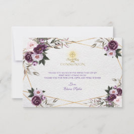 Delikat Lila Rosa Peony Flowers Heliga Communion Tack Kort