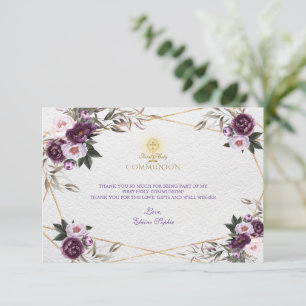 Delikat Lila Rosa Peony Flowers Heliga Communion Tack Kort