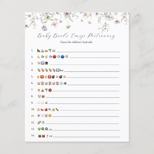 Delikat Lila Wildblomme Baby Bokar Emoji Game (Framsida)