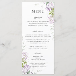 Delikat Lilac Lila Blommigt Greenery Bröllop Menu Program