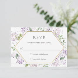 Delikat Lilac Lila Blommigt Greenery Bröllop RSV OSA Kort