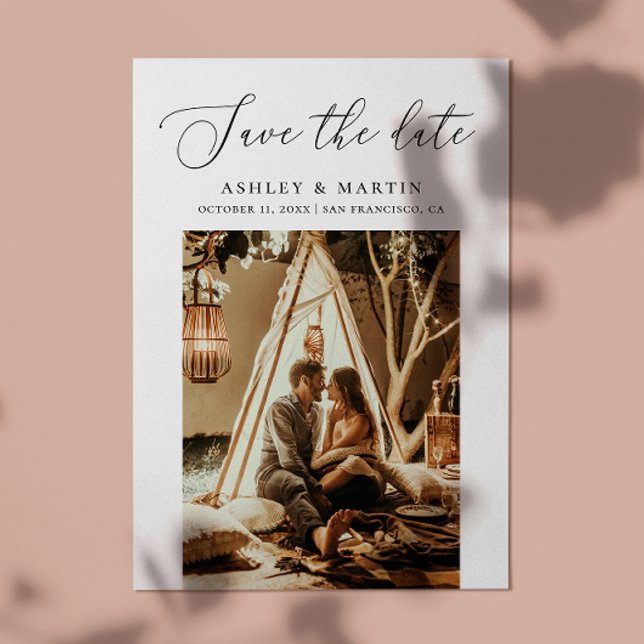 Delikat, minimalistiskt skript | Rensa fotot Bröll Spara Datumet (Skapare uppladdad)