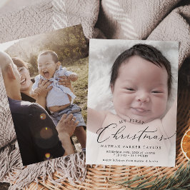 Delikat mitt första födelsetal i Baby vid jul Julkort