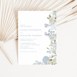 Delikat mjukt blått Blommigt Bröllop Inbjudningar