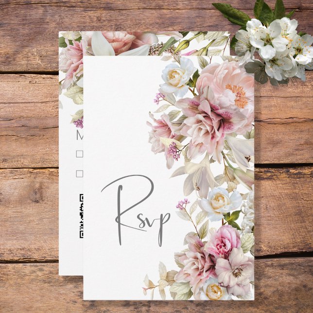 Delikat Modern Rosa  Ro och Lily Bröllop OSA Kort (Skapare uppladdad)