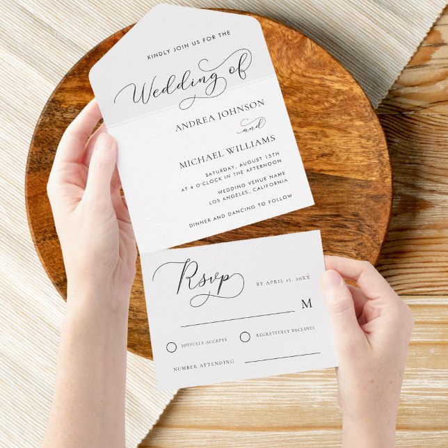 Delikat Modern Script - minimalistisk vit Bröllop (Skapare uppladdad)