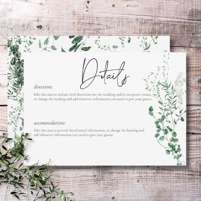 Delikat Modern Tropiskt regnskogs-blomma Tilläggskort (Delicate Modern Tropical Rainforest Foliage Details Enclosure Card)