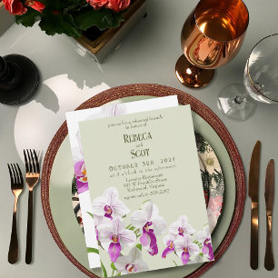 Delikat Orchid Bröllop Brunch Rehearsal Inbjudningar
