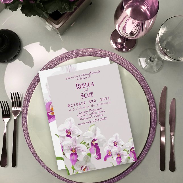 Delikat Orchid Brunch Rehearsal Inbjudningar (Skapare uppladdad)