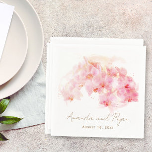 Delikat Orchid Watercolor Blommigt Bröllop Pappersservett