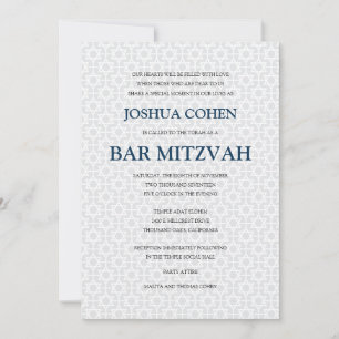 Delikat Patternated Pub Mitzvah Inbjudningar