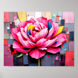 Delikat Peony i Modern Abstrakt Stil Poster