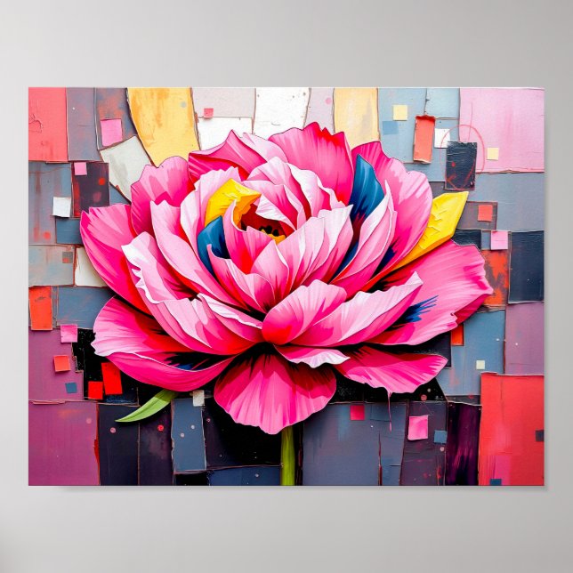 Delikat Peony i Modern Abstrakt Stil Poster (Framsidan)