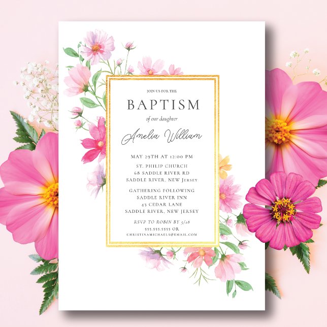 Delikat Petals Baptism Inbjudningar (Skapare uppladdad)