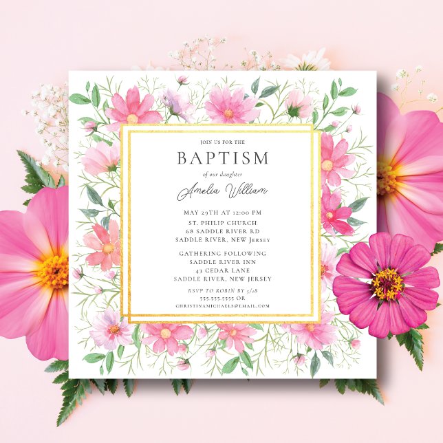 Delikat Petals Baptism Inbjudningar (Skapare uppladdad)