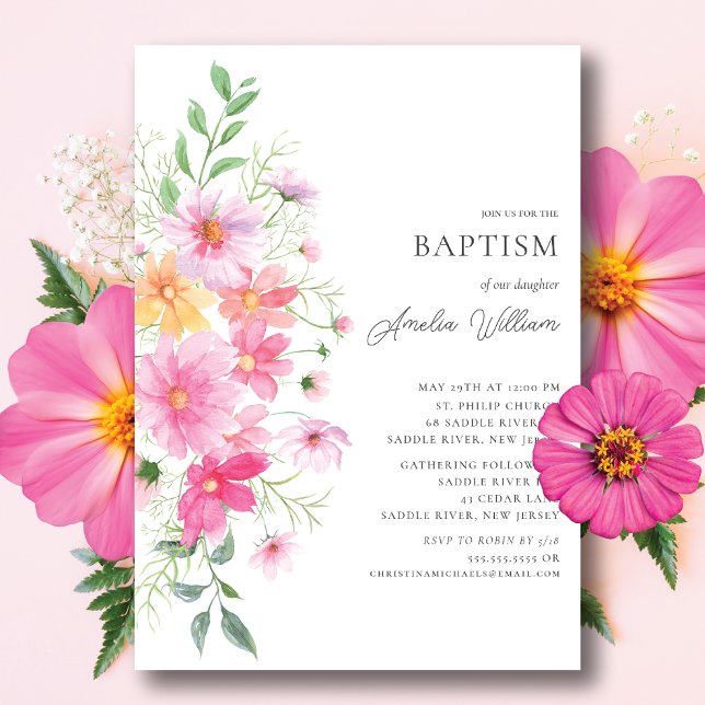 Delikat Petals Baptism Inbjudningar (Skapare uppladdad)