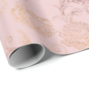 Delikat pudra guld- rodna blom- rosa ros presentpapper
