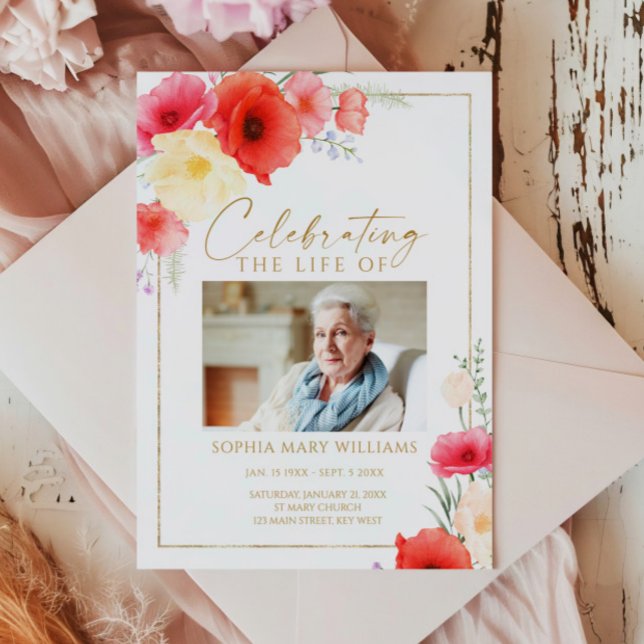 Delikat Red Flowers Funeral Order Order Program (Skapare uppladdad)