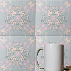 Delikat romantiskt pastel Baroque Damask-mönster Kakelplatta