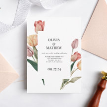 Delikat Romantiskt Tulip Watercolor Ram Bröllop