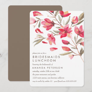 Delikat Rosa Bloom Bridesmaids Luncheon Bröllop Inbjudningar