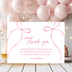 Delikat Rosa Bow Birthday Tack Kort