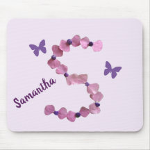 Delikat Rosa Flower Monogram S Butterfly Blommigt