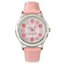 Delikat Rosa Glitter Monogram Girl Gift Armbandsur