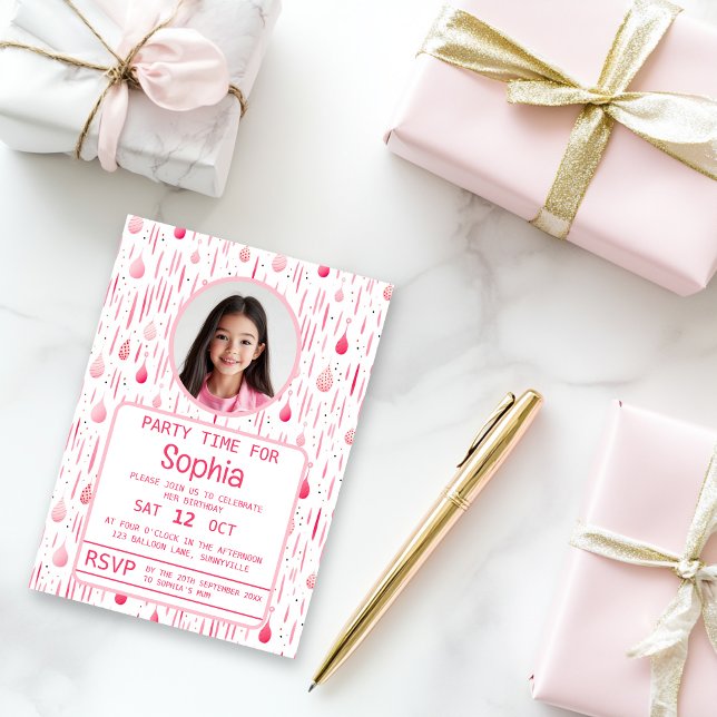 Delikat Rosa Mönster födelsedag Inbjudningar (Soft pink pattern party invitation)