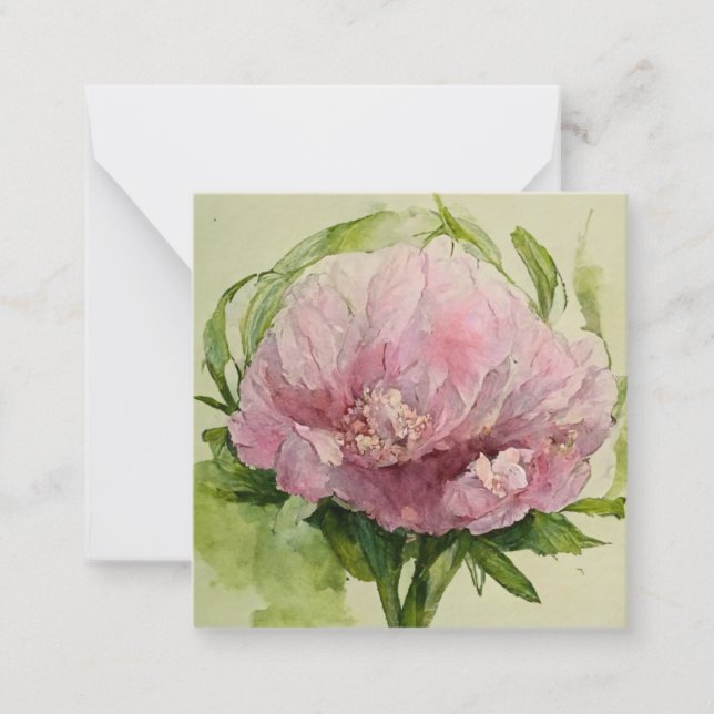 Delikat rosa peony anteckningskort (Framsida)