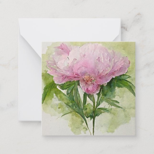 Delikat rosa peony anteckningskort (Framsida)