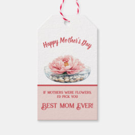 Delikat Rosa Peony Mors dag Presentetikett