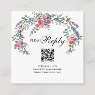 Delikat rosa ros lavender eucalyptus QR-kod Tilläggskort