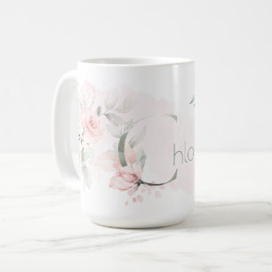 Delikat Rosa ros Monogram Brev C Kaffemugg