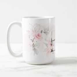 Delikat  Rosa ros Monogram Brev E Kaffemugg