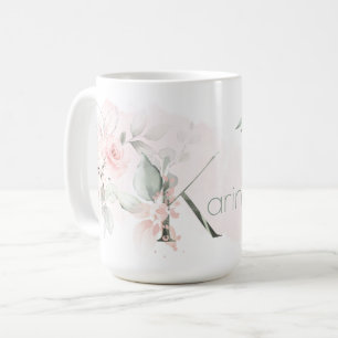 Delikat Rosa ros Monogram Brev K Kaffemugg