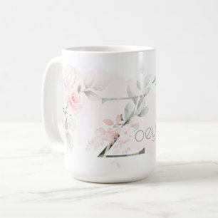 Delikat  Rosa ros Monogram Brev Z Kaffemugg