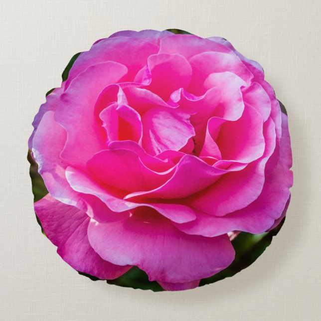 Delikat rosa ros. rund kudde (Framsidan)
