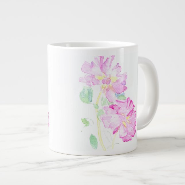 Delikat Rosa ros: Söt Jumbo Mugg (Framsida höger)