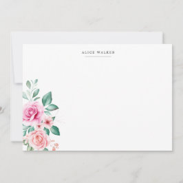 delikat rosa ros Stationery Note-kort för blommigt Anteckningskort