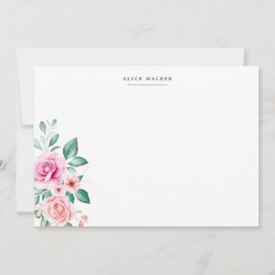 delikat rosa ros Stationery Note-kort för blommigt Anteckningskort