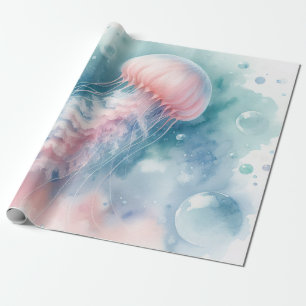 Delikat Rosa Vattenfärgsgeléfisk Presentpapper