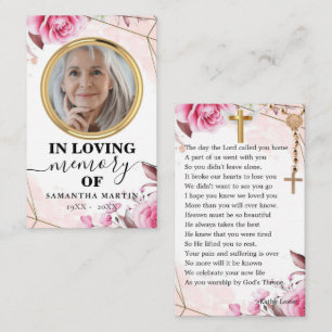 Delikat Rosy Memorial Prayer-fotokort Visitkort
